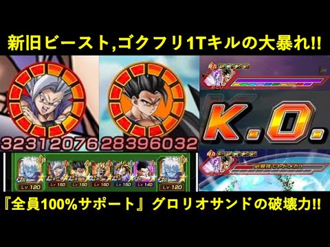 【ドッカンバトル】『全員のATK,DEF100%upサポート』グロリオサンドで新旧ビースト大暴れ！