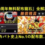 【ドッカンバトル】『10周年無料配布龍石』全解放！10周年は史上最大の龍石〇〇〇〇個配布…？