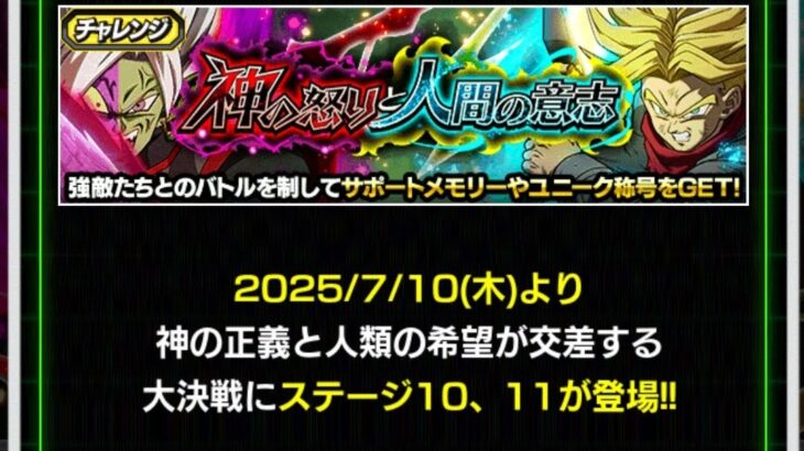 神の怒りと人間の意志 ステージ10、11 の攻略メモ（ドッカンバトル）